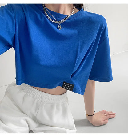 Harajuku Chic Solid Color Crop Top