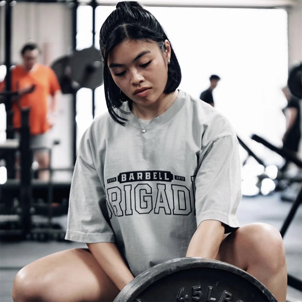 Barbell Letter Print Gym Tee