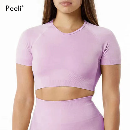 Peeli Amplify Seamless Short Sleeve Crop Top