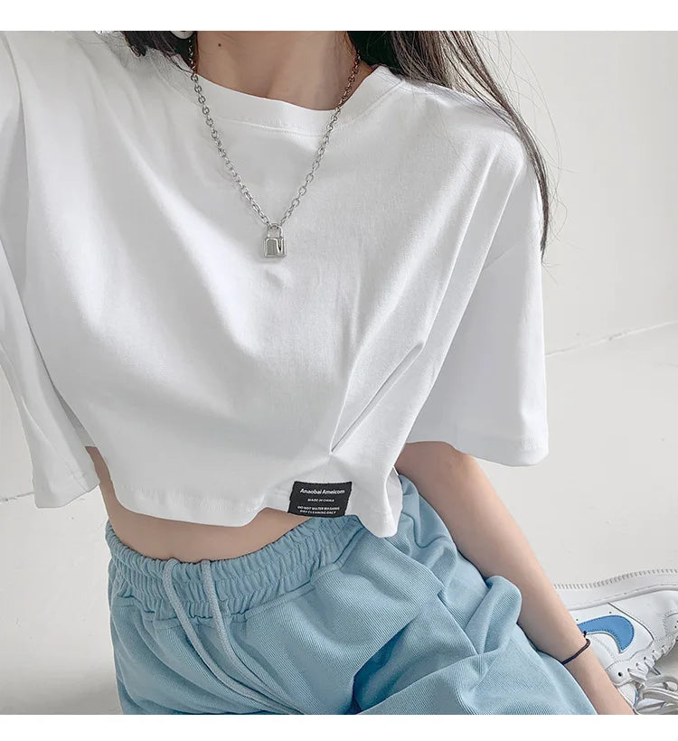 Harajuku Chic Solid Color Crop Top