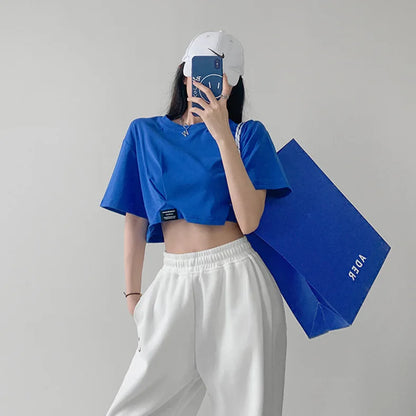 Harajuku Chic Solid Color Crop Top