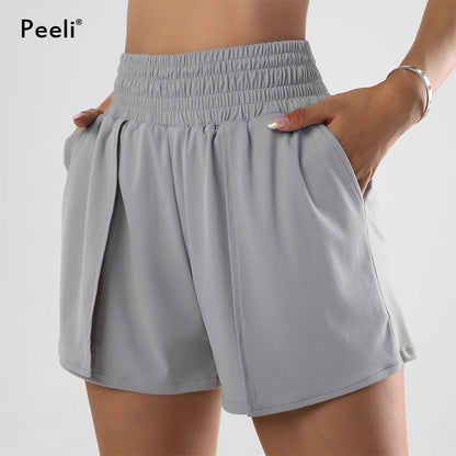 Peeli Spandex Sports Shorts with Phone Pockets