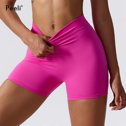 Peeli V-Back Scrunch Butt Yoga Shorts