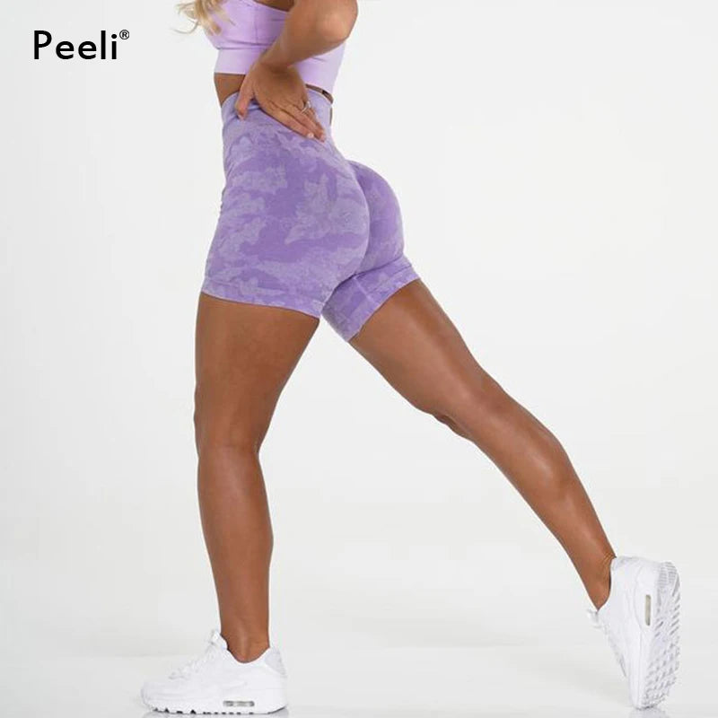 Peeli Camo Seamless High Waist Shorts