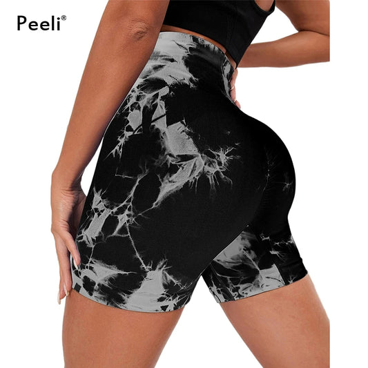 Peeli Seamless Tie Dye Scrunch Butt Shorts