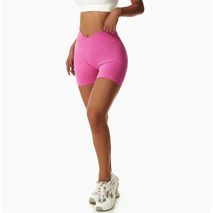 Peeli V-Cross Waist Scrunch Butt Yoga Shorts